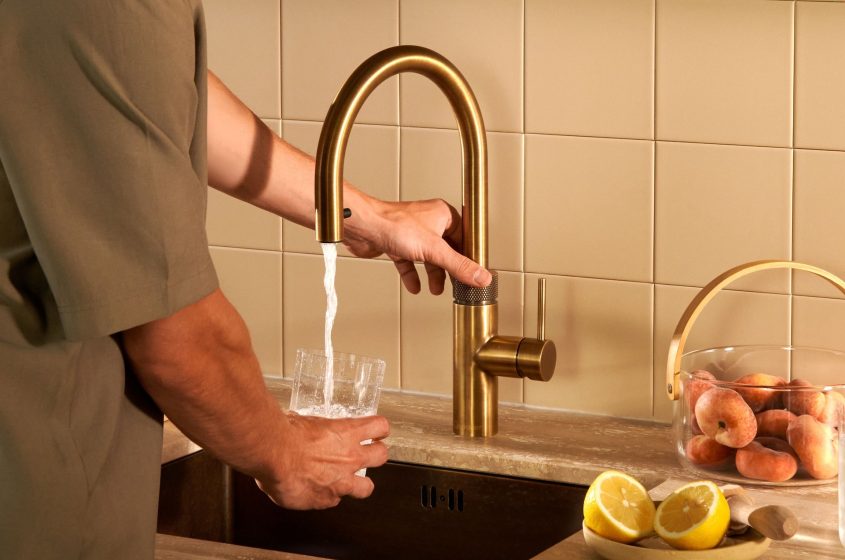 The New Quooker Flex Round Boiling Water Tap in Patinated Brass
