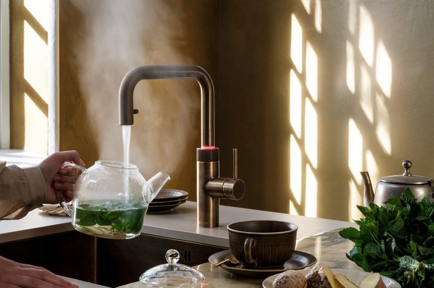 The New Quooker Flex Square Boiling Water Tap in Patinated Brass